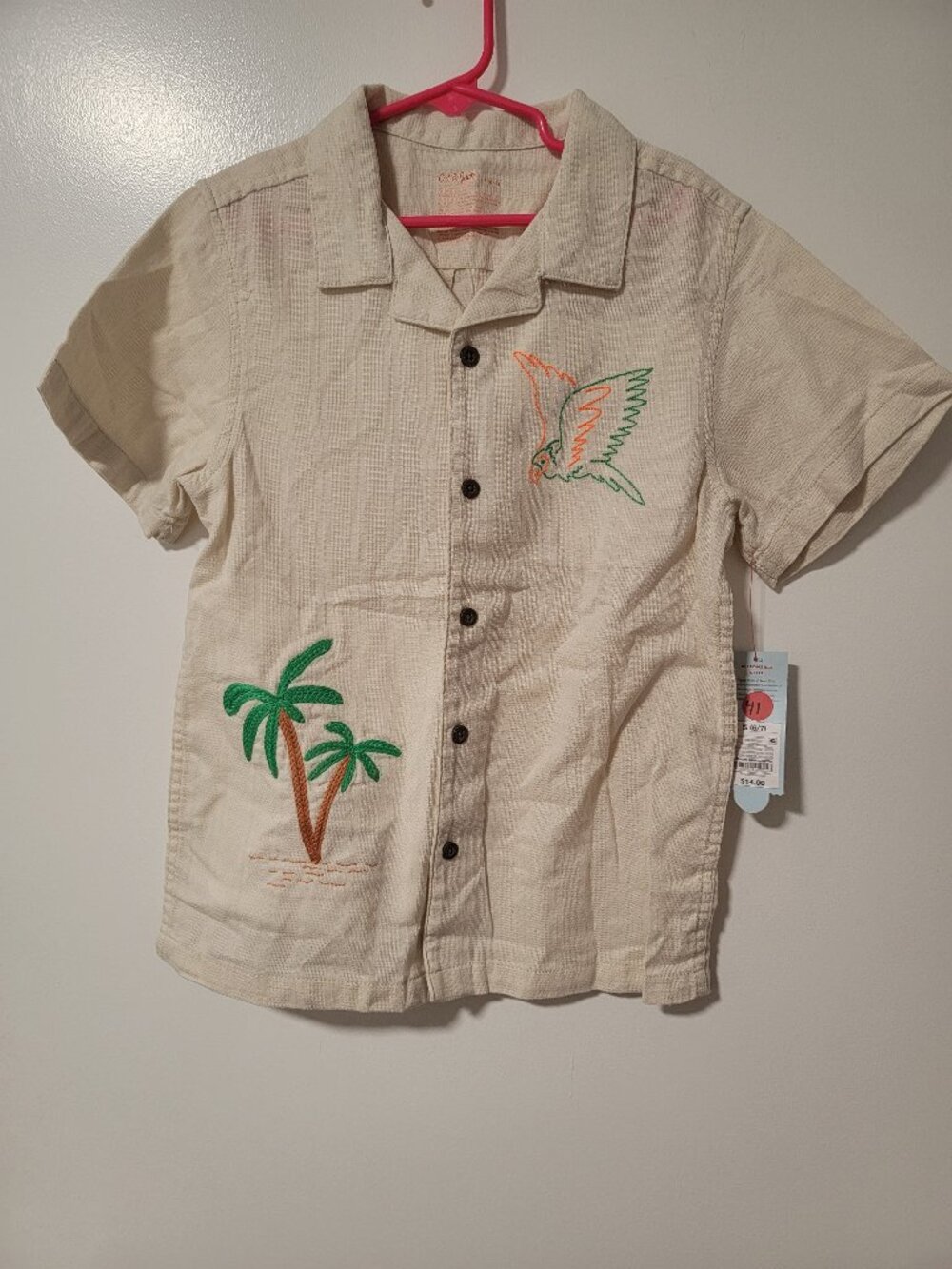 Boys' Short Sleeve Embroidered Button-Down Shirt - Cat & Jack